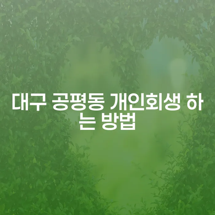 대구 공평동에서 개인회생을 진행하는 방법은 무엇일까요?